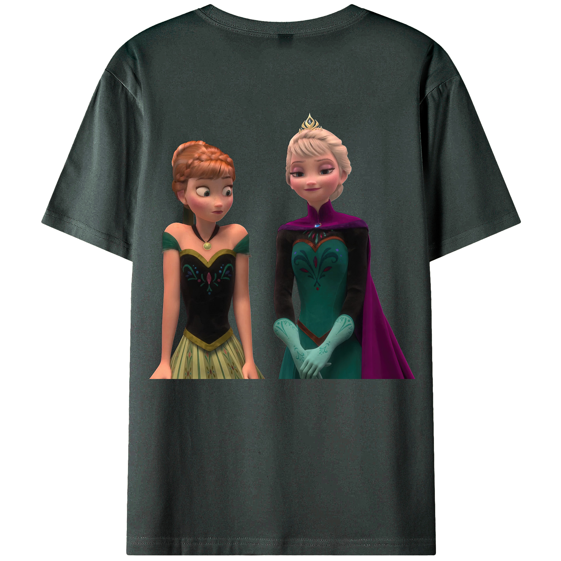 （画像用） アナと雪の女王 アンナ エルサ Frozen Anna Elsa 綿100％ メンズ半袖Tシャツ（バックプリント） 通気性